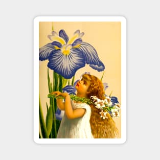 The little girl with the bouquet of lilies Magnet