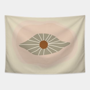 Warm Toned Abstract Eye And Boho line Art Design Tapestry