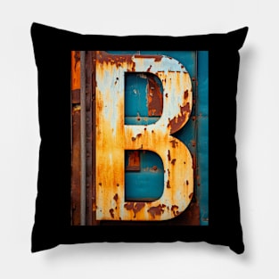 Rusty Letter B Antique Monogram Letter B Initial Alphabet Pillow