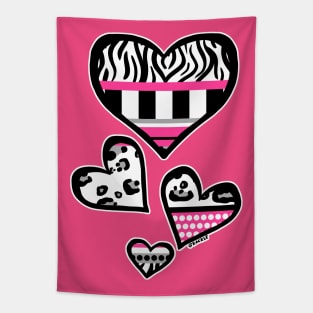 Hot Pink Y2K Busy Stripes Tapestry