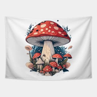 Mushroom forest nature fantasy illustration art Tapestry