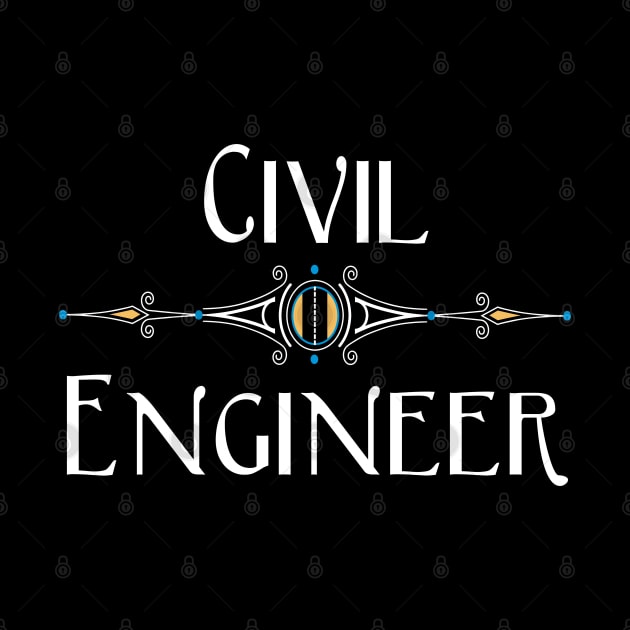 Civil Engineer Decorative Line White Text by Barthol Graphics