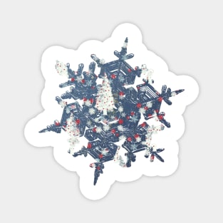 White Christmas Trees with Red and Blue Details Magnet