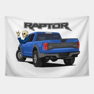 Truck ranger raptor f150 4x4 hand skull metal blue Tapestry