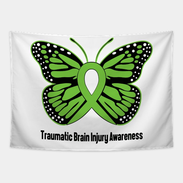 Traumatic Brain Injury Awareness Butterfly Hope Tapestry by mateobarkley67