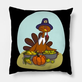 Happy Thanksgiving Turkey & Pumpkin Pillow