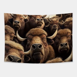 Bison Buffalo Wild Nature Funny Happy Humor Photo Selfie Tapestry