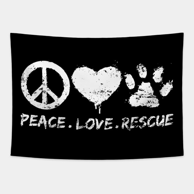 Retro Adopt Dog Cat Animals Peace Love Rescue Tapestry by LEGO