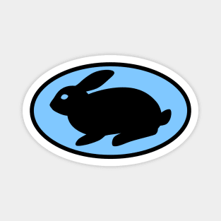 black print rabbit light blue Magnet