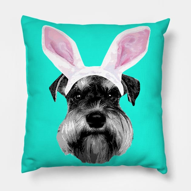 Schnauzer Easter Bunny Pillow by deelirius8