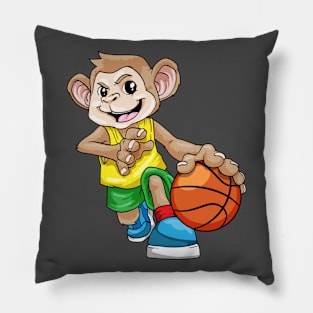 Monkey as basketball player with basketball Pillow