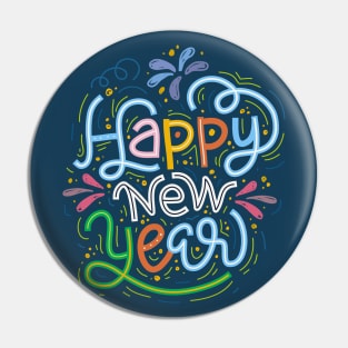 Vibrant Happy New Year Word Art Graphic Pin