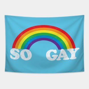 So Gay Pride Shirt, LGBT T-Shirt, Vintage Rainbow Graphic Tee Tapestry