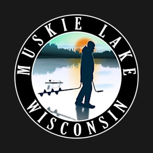 Muskie Lake Wisconsin Ice Fishing T-Shirt