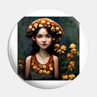 Brown Mushroom Faerie by Kim Turner Art Pin