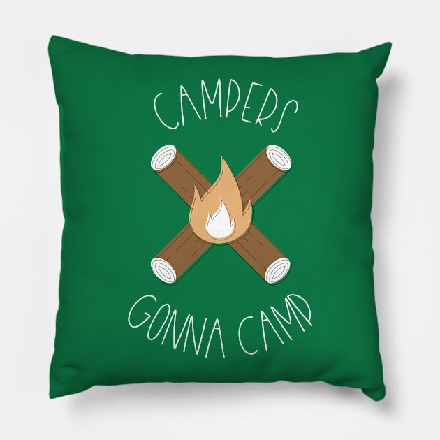 Campers Gonna Camp Summer Camping T-Shirt Pillow by lucidghost