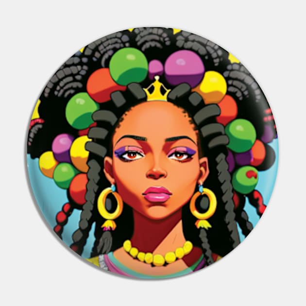 Black Woman with Beautiful Dreadlocks Pin by IDesign23