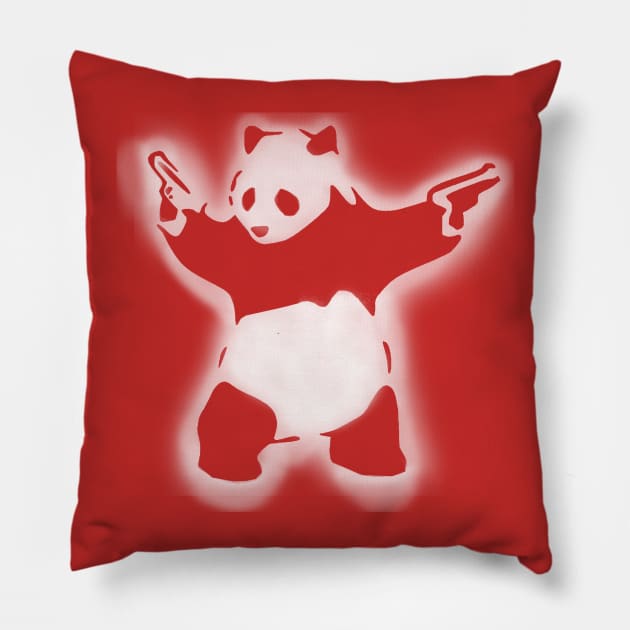 Shoot'em Up Panda Pillow by Evan Derian