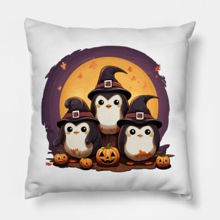 Cute Halloween Penguins Pillow