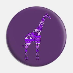 Purple Giraffe Awareness Ribbon Mandala Pin