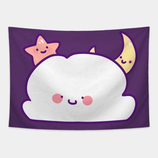 Cute Cloud Star and Moon Tapestry by saradaboru