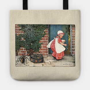 Vintage Nursery Rhyme, Little Miss Muffet by Jessie Willcox Smith Tote