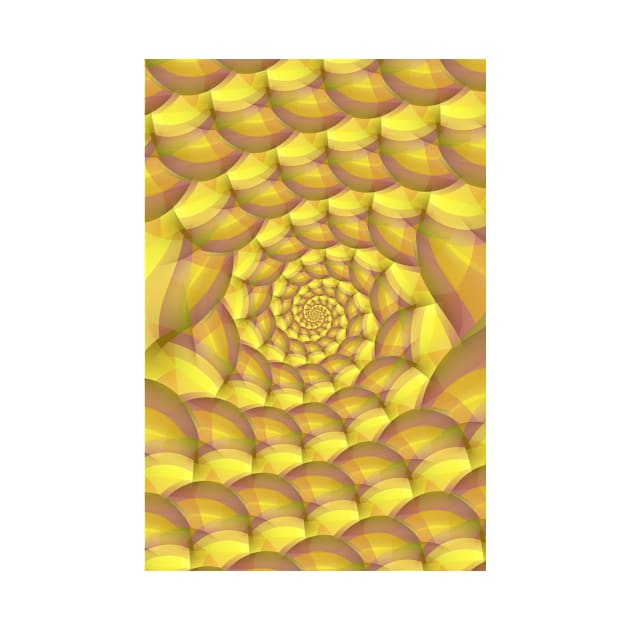 tall yellow and gold coloured complex spiral structure on a beige background by mister-john