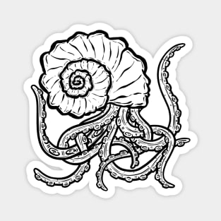 Octopus Conch Seashell Tentacle Cartoon Illustration Magnet