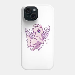 Cute celestial angel cat with wings Phone Case