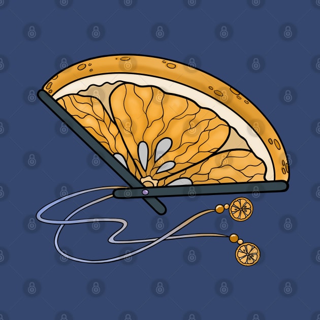 Orange Slice Folding Fan by emmakin.art@gmail.com