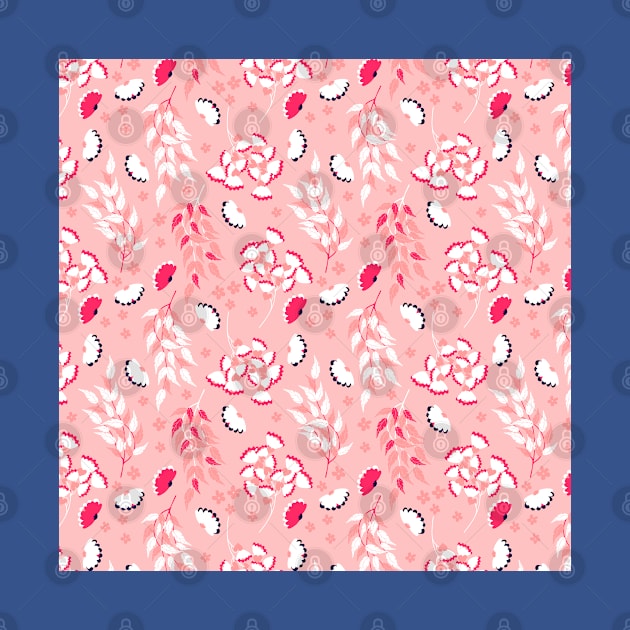 Floral Navy Pink Pattern by Patternos