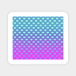 Gradient Pink Purple Blue Hearts Pattern Magnet