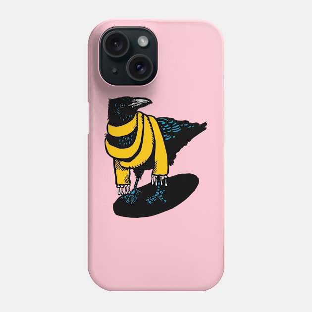 Big Yellow Scarfed Crow Phone Case by LiquoriceLino