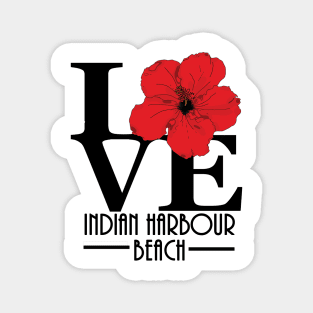 LOVE Indian Harbour Beach red hibiscus Magnet