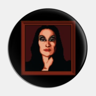 Morticia Addams Portrait Pixel Art Pin