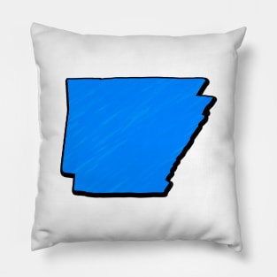 Bright Blue Arkansas Outline Pillow