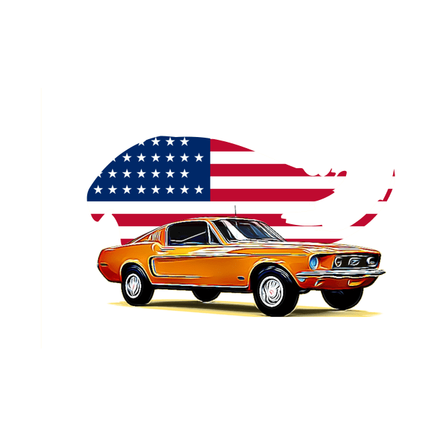 Vintage Mustang USA Print by Auto-Prints