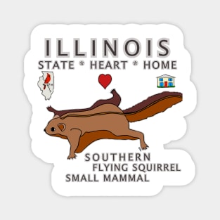 Illinois - Southern Flying Squirrel - State, Heart, Home - small mammal Magnet