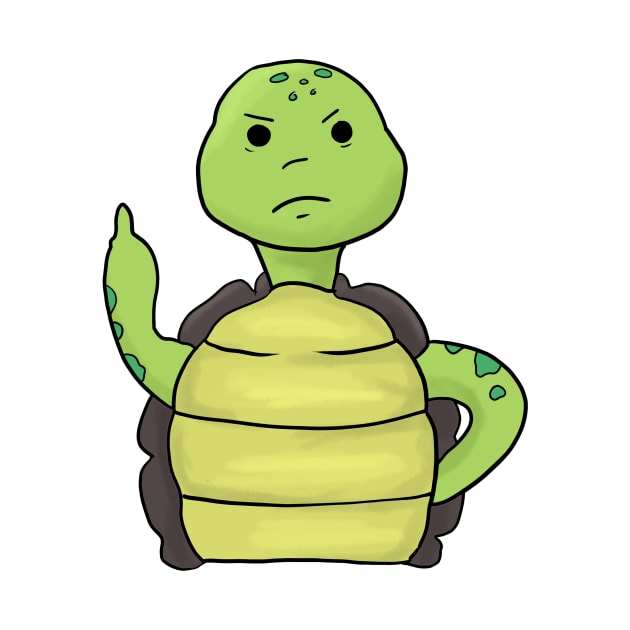 Grumpy Turtle Holding Middle finger funny gift by Mesyo