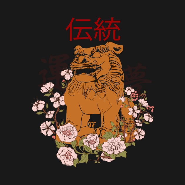 Japanese traditional Lion statue by Foxxy Merch