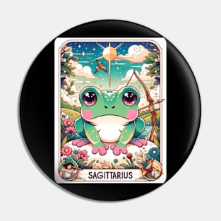 Sagittarius Zodiac Cottagecore Frog Tarot Card Birthday Pin