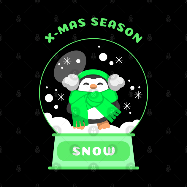 Xmas Season Snow Penguin (Green) by GideonStore