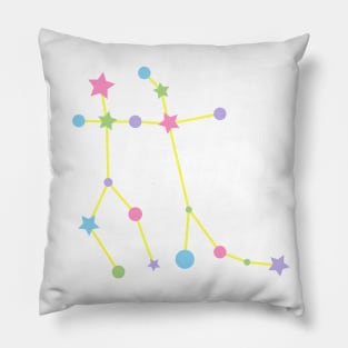 Gemini Zodiac Constellation in Rainbow Pastels Pillow