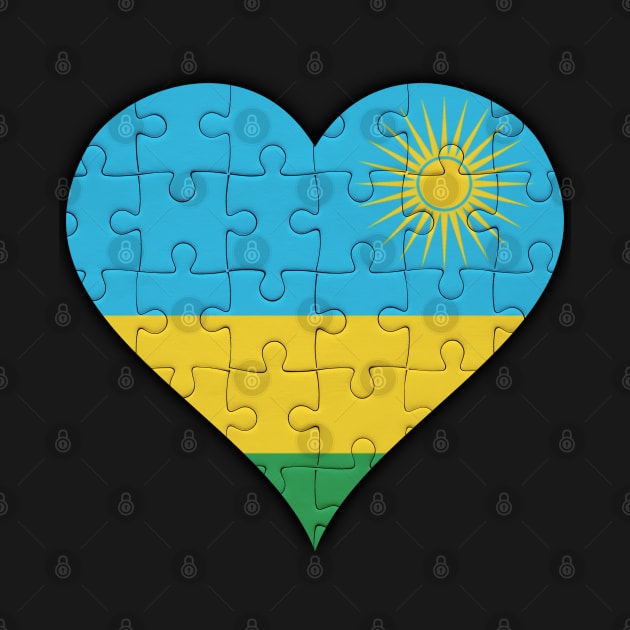 Rwandan Jigsaw Puzzle Heart Design - Gift for Rwandan With Rwanda Roots by Country Flags