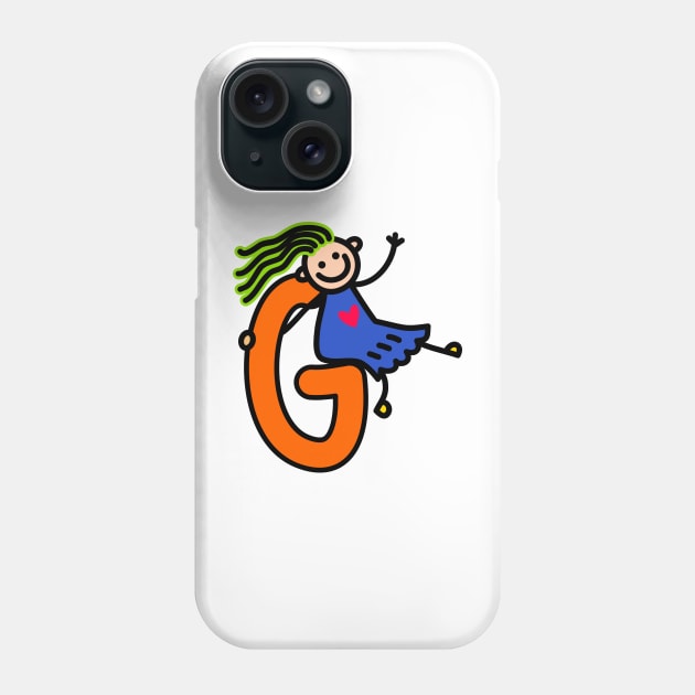 Letter G for girls alphabet Kids Colorful Cartoon Character Phone Case by funwithletters