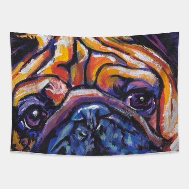 Pug Dog Bright colorful pop dog art  Edit Tapestry by bentnotbroken11