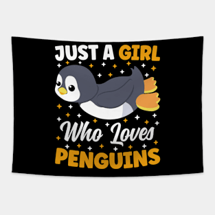 Just A Girl Who Loves Penguins Cute Kawaii Penguin Lover Tapestry