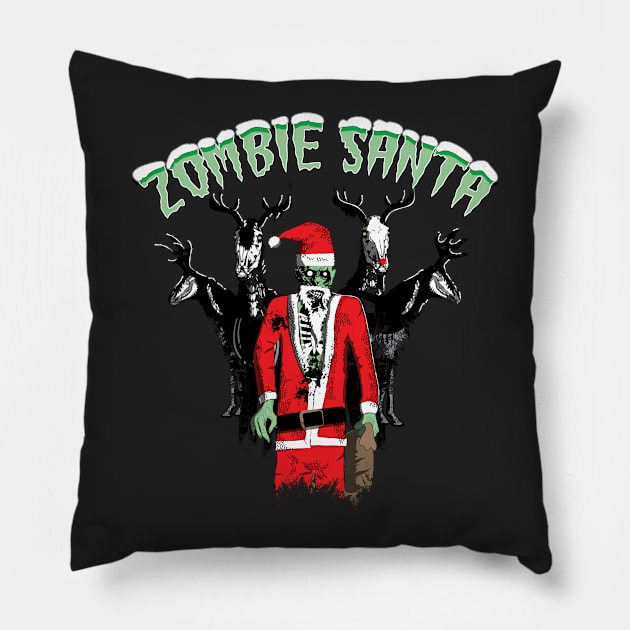 Zombie Santa and Reindeers Pillow by atomguy