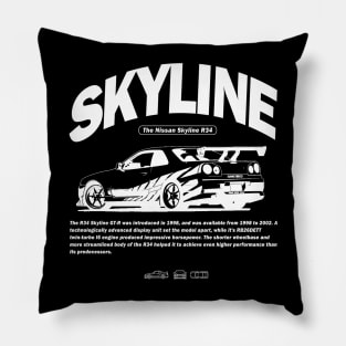 The Skyline GT R34 Black Racing Cars Pillow