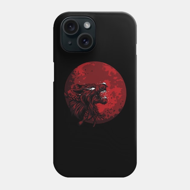 Wolf With Giant Blood Moon Phone Case by mutarek